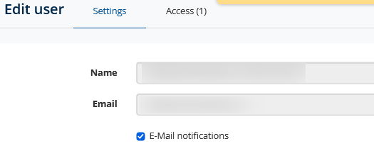Edit user window in Spotler Activate with the option to turn email notifications on or off